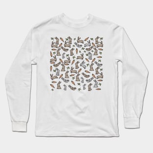 Jumping brown and gray bunnies Long Sleeve T-Shirt